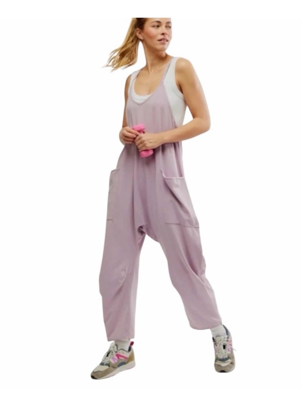 Free People Movement Light Lavender Hot Shot Onesie  with Pockets NWT